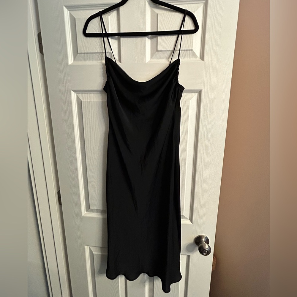 Zara Slinky Strappy Black Slip Dress LBD